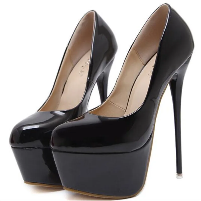 

2019 HOT women Super High Heels 16cm shoes Concise 6CM platforms shoes pumps Wedding Party Sexy leather shoes zapatos MY258