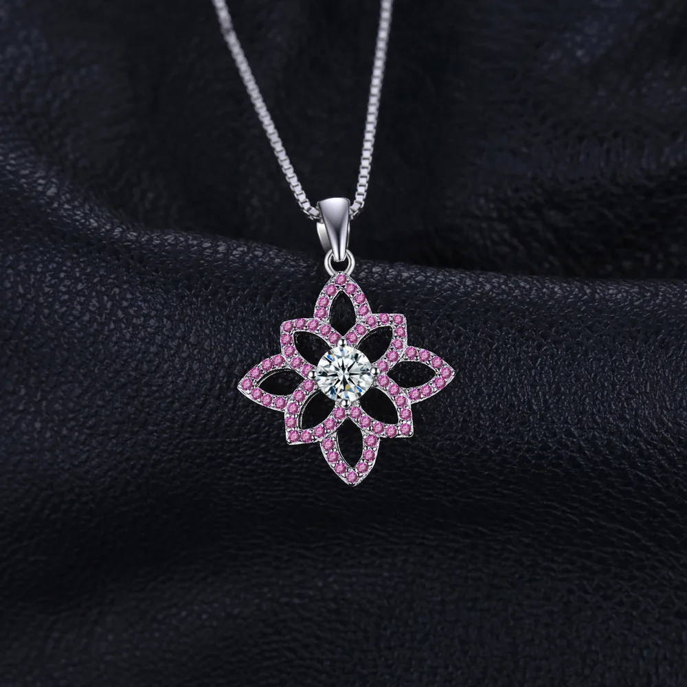 Jewelrypalace Новый 0.7ct создан розовый сапфир CZ цветок Подвеска для женщин S925