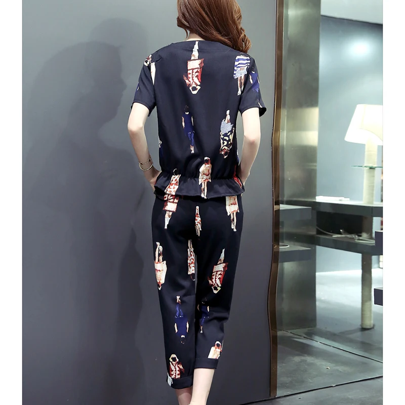 Женский Повседневный комплект из 2 предметов в Корейском стиле размера плюс 3XL