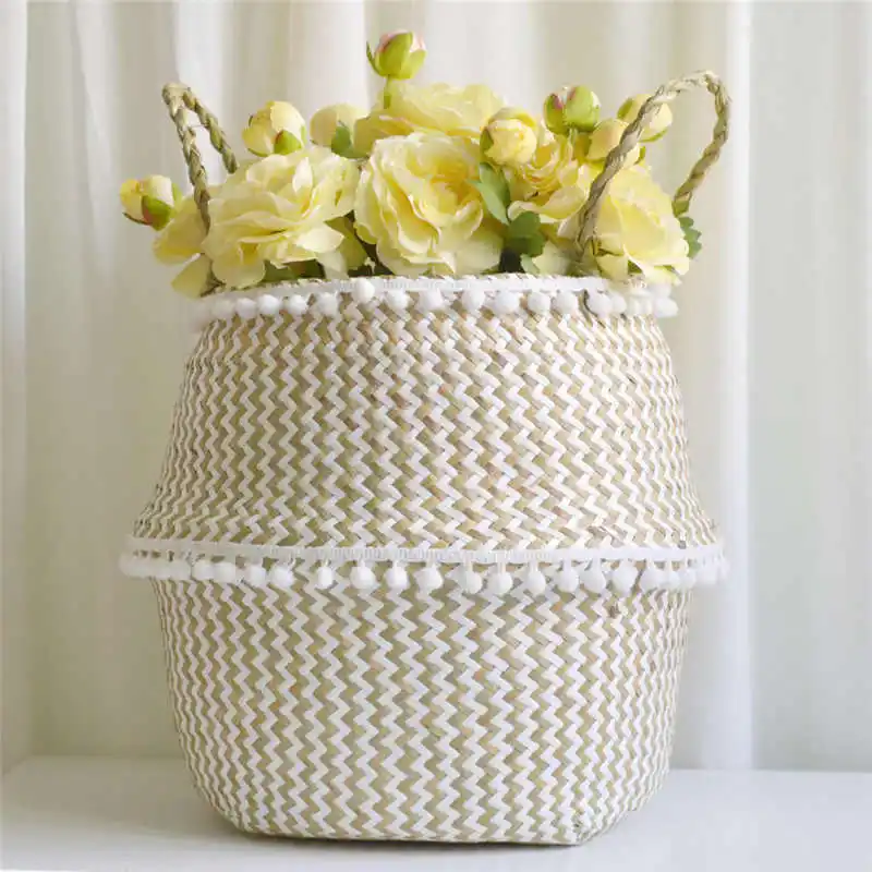 flower basket Плетеная корзина из ротанга, креативный Цветочный бонсай, горшок для растений, плетеная корзина для хранения, суккулентное растение, украшение для дома@ 30 - Цвет: flower basket