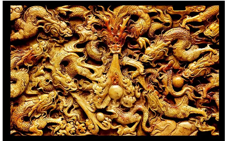 3d обои для стен сверкающий дракон жемчуг резной фон настенные фрески домашний