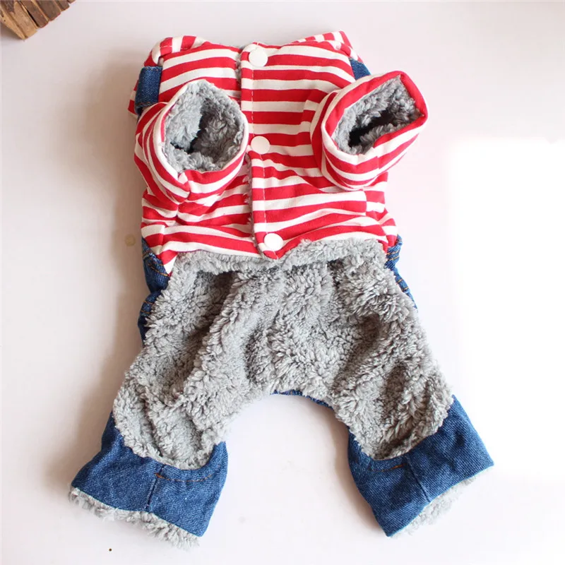 Зимний теплый утепленный флисовый комбинезон с подкладкой для маленьких собак