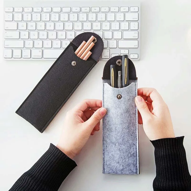 Лидер продаж простой фетровый пенал однотонные школьные принадлежности сумка