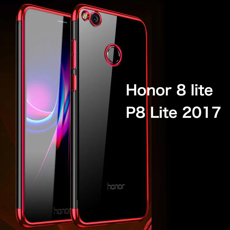 For Huawei Honor 8 Lite Case Silicone Plating Bumper Clear Soft Tpu Cover on for P8 2017 Coque Fundas | Мобильные телефоны и