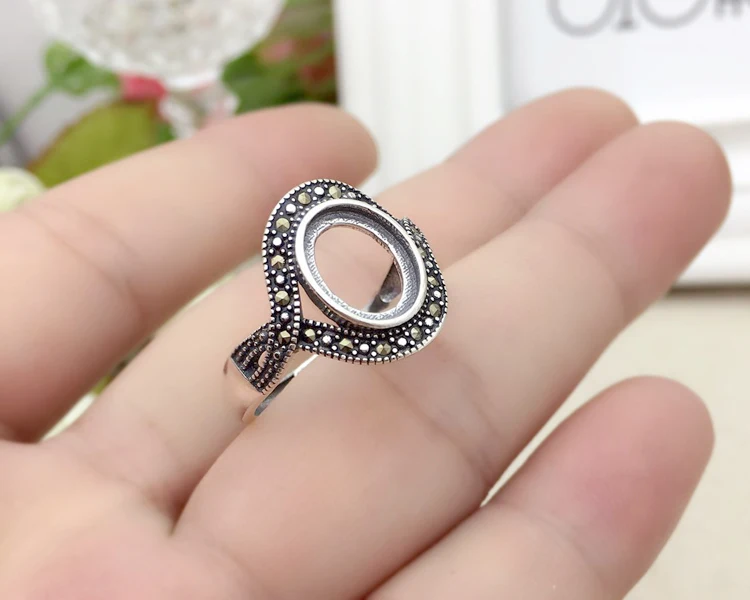 100% Sterling 925 Silver Color DIY Jewelry Adjustable Oavl Ring Blank Inner 8*10MM Setting Gemstone Base Tray Antique Plate | Украшения и