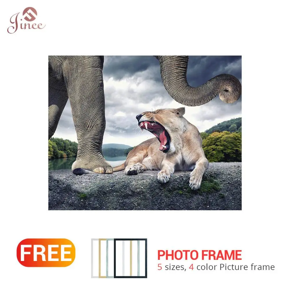 

Полная круглая роспись из бриллиантов животных слон лев 5D DIY Алмазная вышивка картина из горного хрусталя декор для комнаты дома