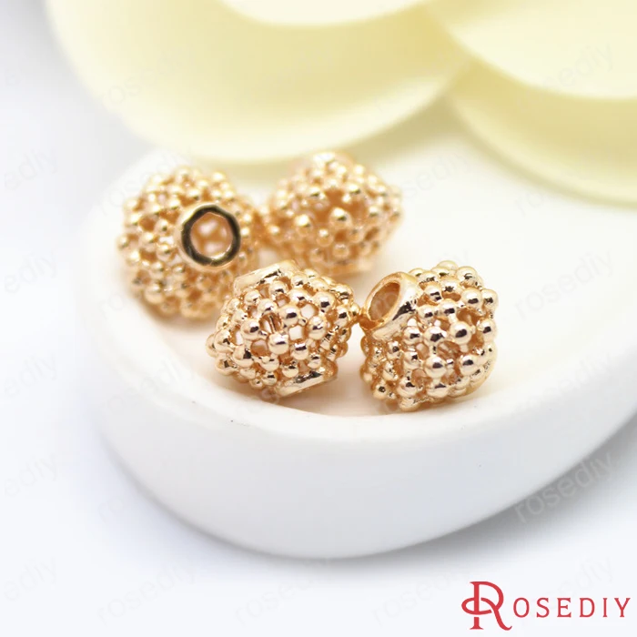 

10PCS 8x9MM 24K Champagne Gold Color Plated Brass Hollow Spacer Beads Bracelet Beads High Quality Diy Jewelry Accessories