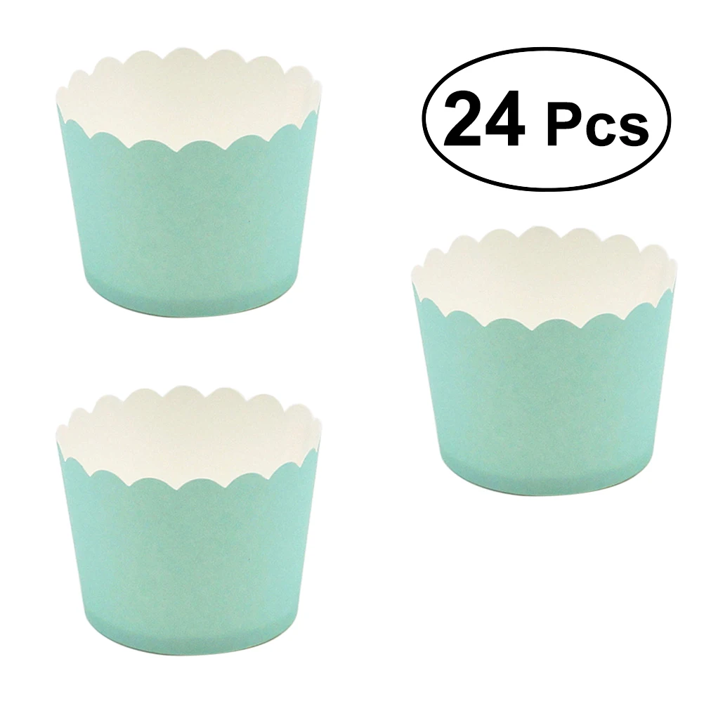 Light Green 24 шт./упак. утепленные Форма для маффинов однотонных ярких Цвет форма для кекса бумажные обертки для кексов форма для выпечки инструмент для домашней выпечки 5x4,5 см - Цвет: Light Green