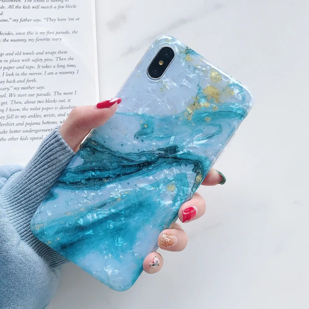 Glitter Marble Case For iphone 7 XR XS MAX Soft TPU Back Cover 6 6S 8 Plus X Phone |