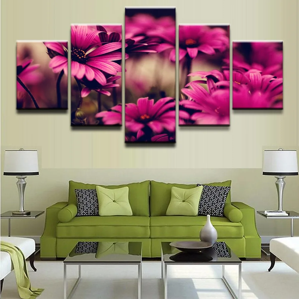 Холст Картины дома декоративные Гостиная Wall Art 5 шт. фиолетовая Маргаритка цветок