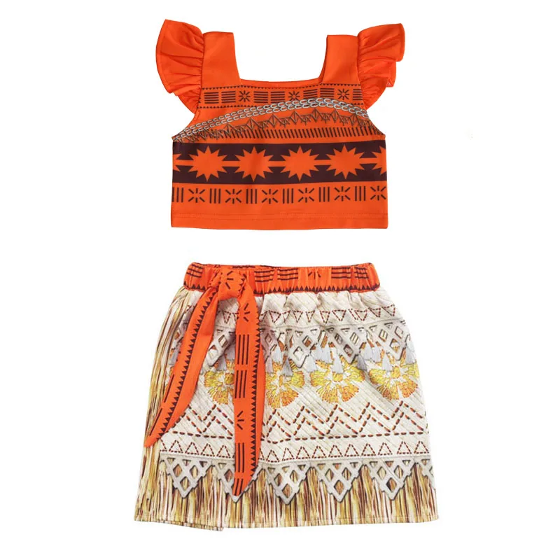 2019 Summer Moana Dress for girls Princess Dresses Kids Party Cosplay Costumes Wig Children Clothing Vaiana necklace clothing | Детская