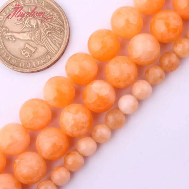 6 8 10 12mm Smooth Round Beads Ball Orange Candy Jades Stone For DIY Necklace Bracelets Jewelry Making 15&quot Free Shipping | Украшения и