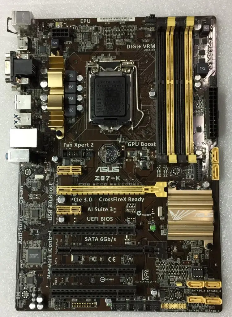Asus Z87-K рабочего Материнская плата DDR3 LGA 1150 32 ГБ для I3 I5 I7 Процессор USB2.0 UBS3.0 SATA3 Z87 материнская плата