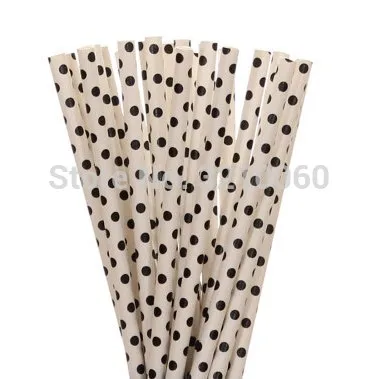 White Black Dot 25 шт./лот красные, черные Бумага соломинки для Kis с днем рождения, свадьбы, рождества, декоративные вечерние принадлежности креативные питьевые соломинки - Цвет: White Black Dot