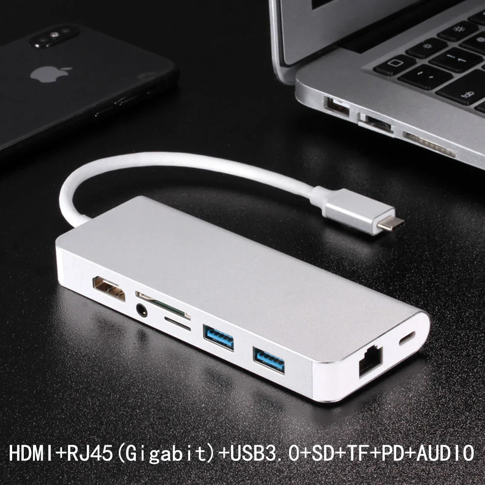 Док станция с разъемом типа C HDMI VGA USB3.0 аудио концентратор питания для ноутбука