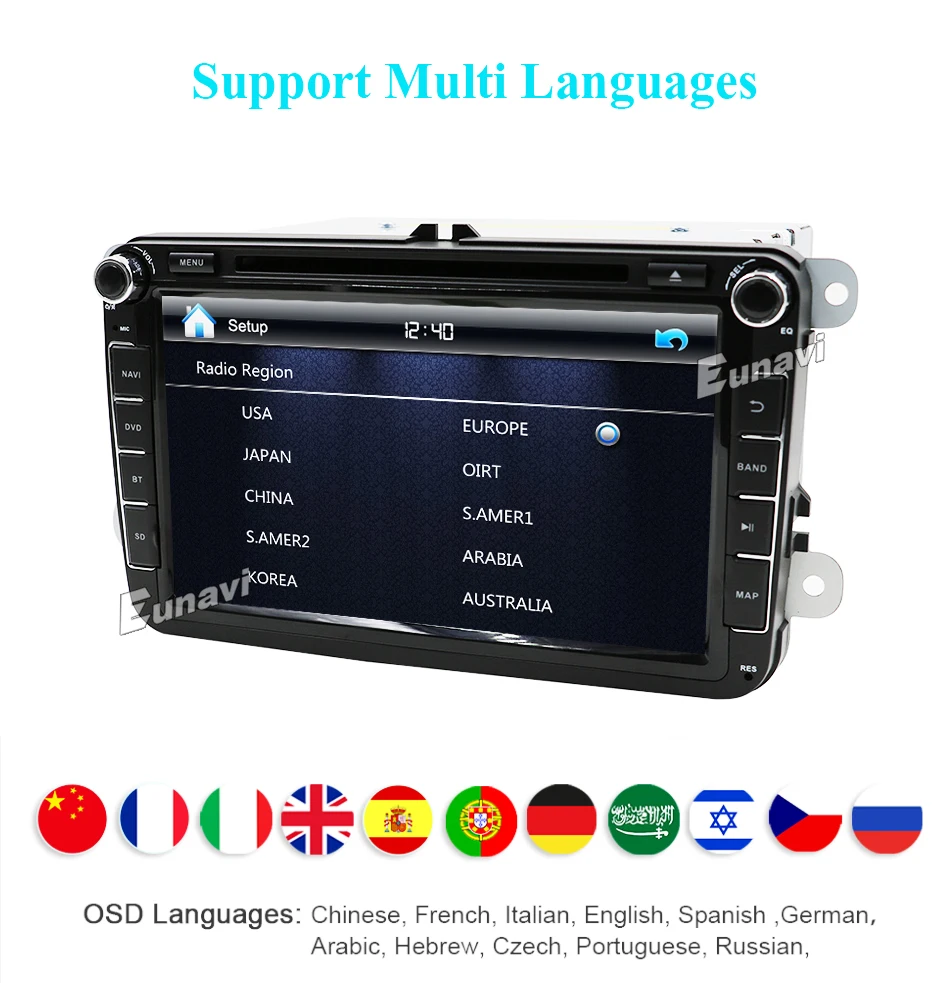 Eunavi 2 Din 8 дюймов Автомобильный dvd для VW POLO GOLF MK5 MK6 PASSAT B6 JETTA TOURAN TIGUAN с gps навигацией радио SWC Bluetooth