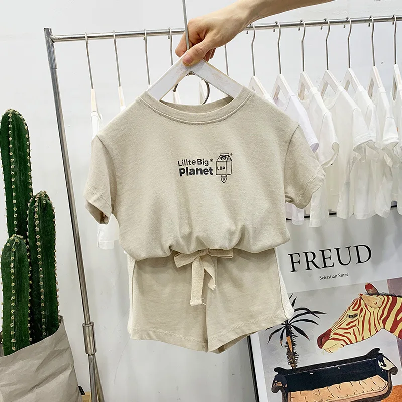 Summer Style Brand Children Clothing Set Baby Clothes Girl Sport Suits T-shirt Letter+shorts for Boys &amp Girls Sets 1-6Y | Детская
