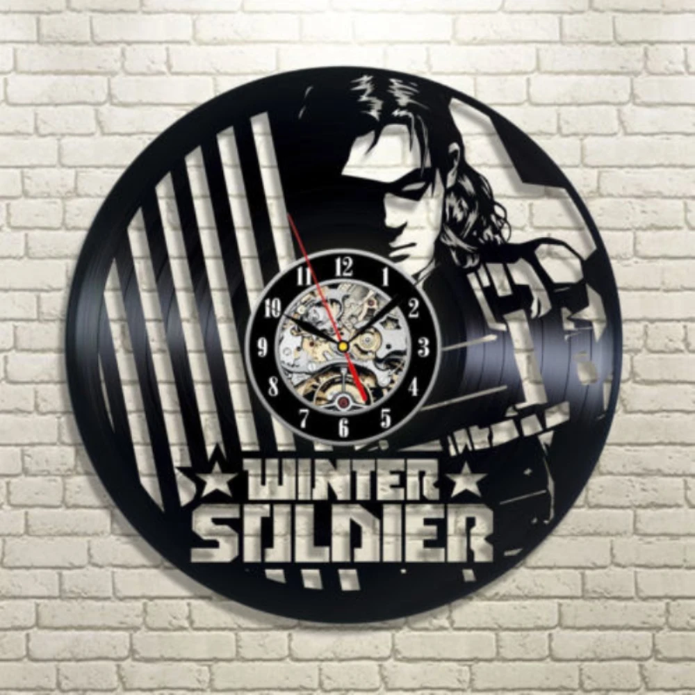 1 шт Зимний Солдат Капитан Америка винил LP запись настенные часы