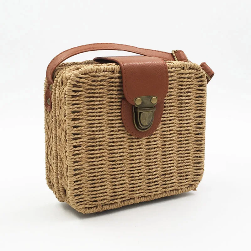 4 Round straw bag Новинка, Мини Круглая соломенная сумка, женская летняя ротанговая сумка, ручная работа, тканая пляжная сумка через плечо, квадратная богемная сумка на плечо - Цвет: 4 Round straw bag