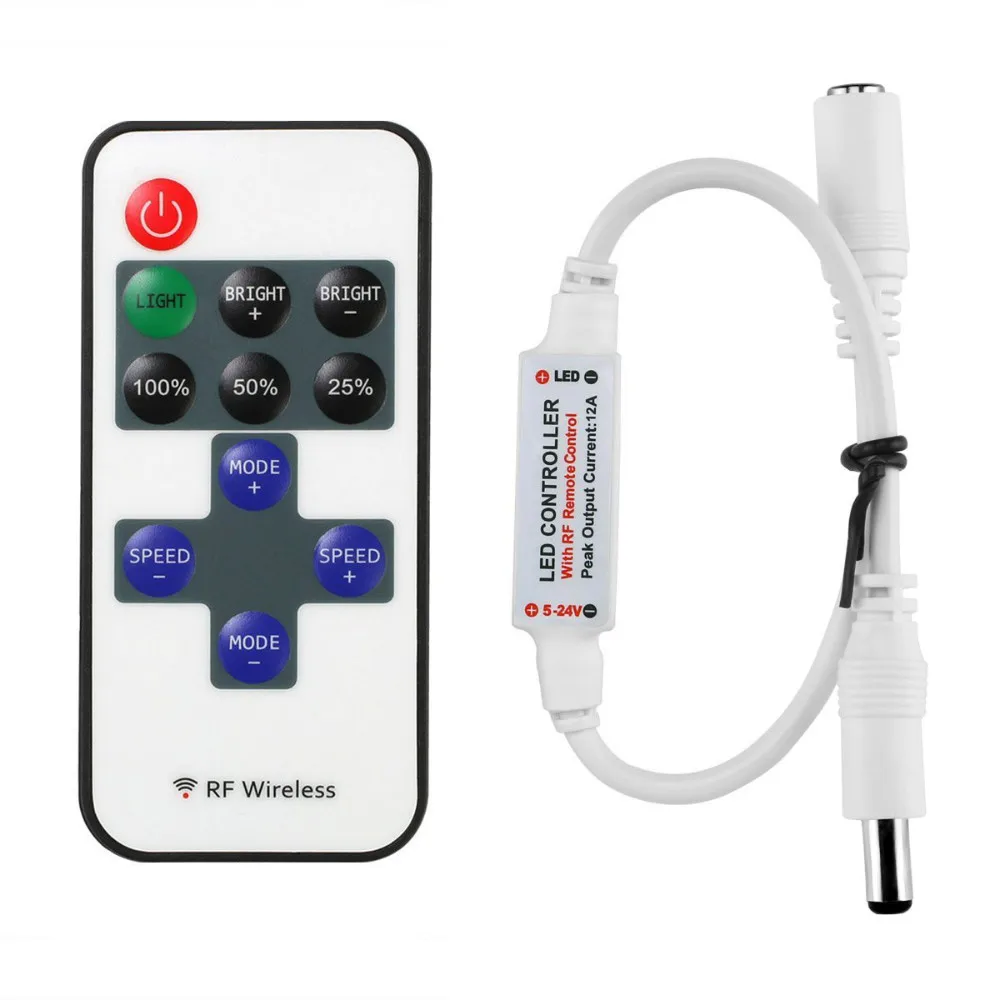 

led Mini Remote Controller for Single Color LED Strip Lights DC12V12A Wireless Remote dimmable 3528 5050 strip