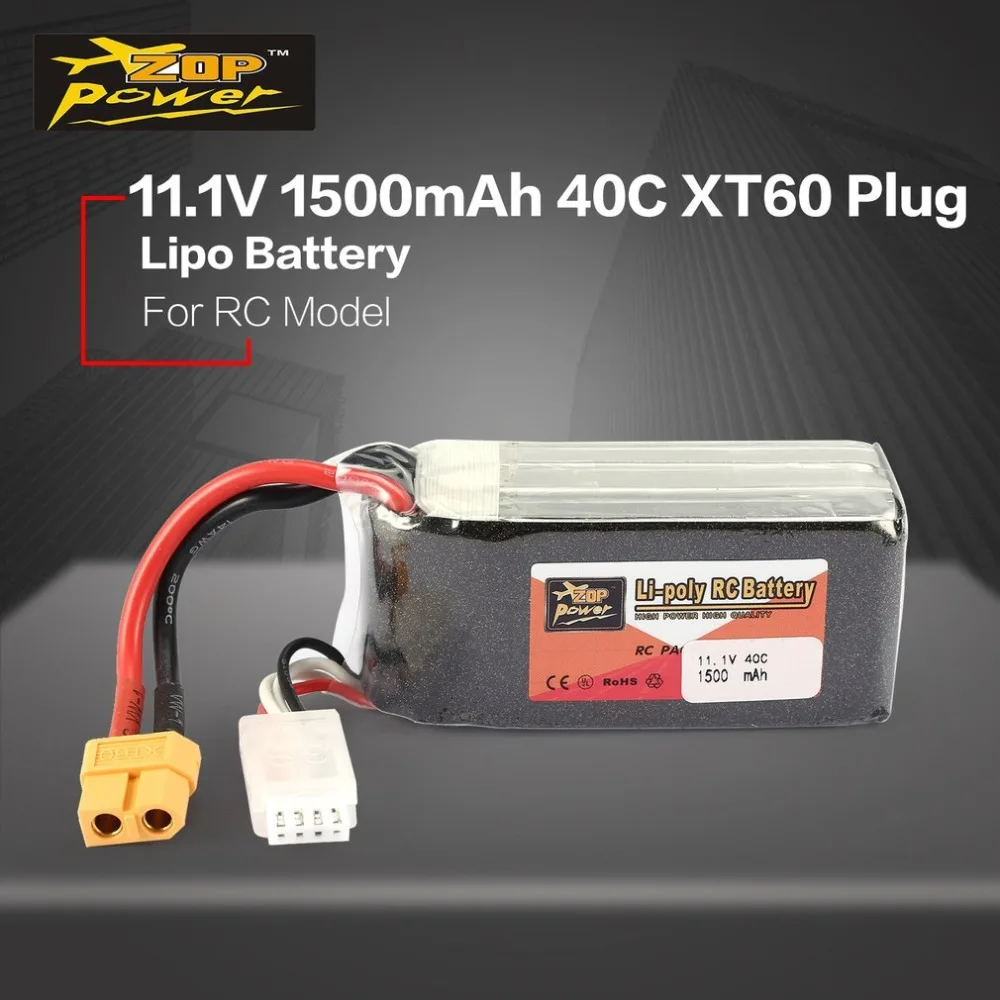 ZOP Power 11 1 В 1500 мАч 40C 3S 3S1P Lipo батарея XT60 вилка перезаряжаемая для радиоуправляемых