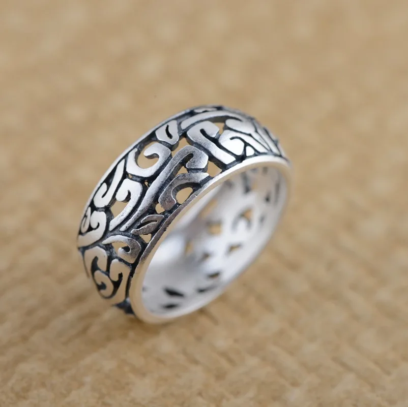 

Thai silver ring S990 Zuyin wholesale antique style women pierced Jewelry New matte