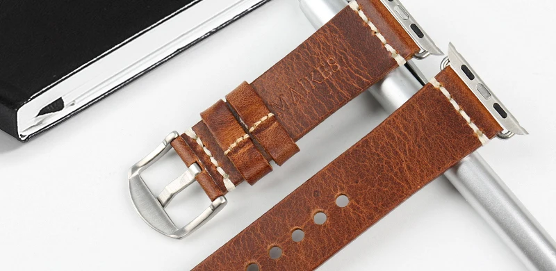 MAIKES наручных часов iWatch, 44 мм 40 мм кожаный ремешок для наручных часов, ремешок для Apple Watch, 42 мм, 38 мм, версия серии 4/3/2/1 Часы Аксессуары Часы Браслет