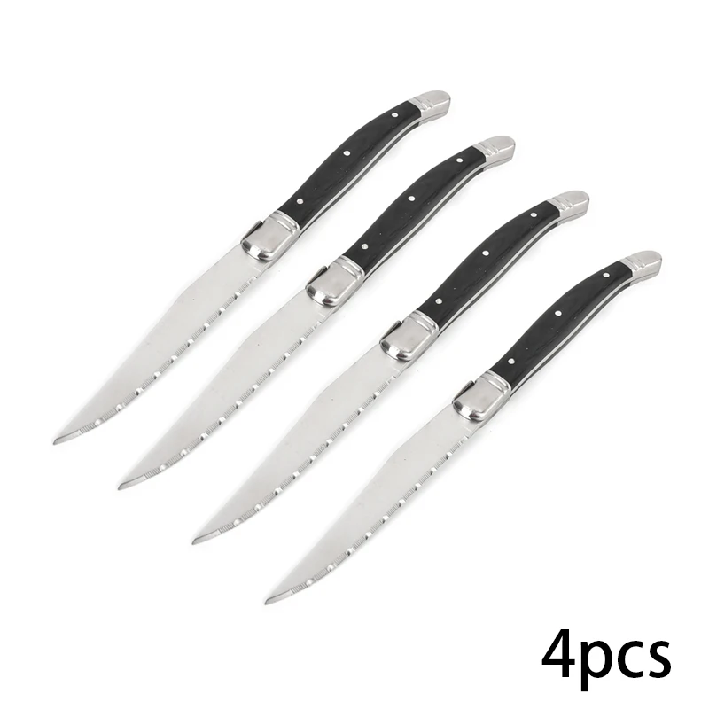 4pcs steak knives 9 ''Laguiole Нержавеющая сталь ножей для стейка из черного дерева стол ножи Ресторан Бар Кухня посуда набор 2/4/6 шт - Цвет: 4pcs steak knives
