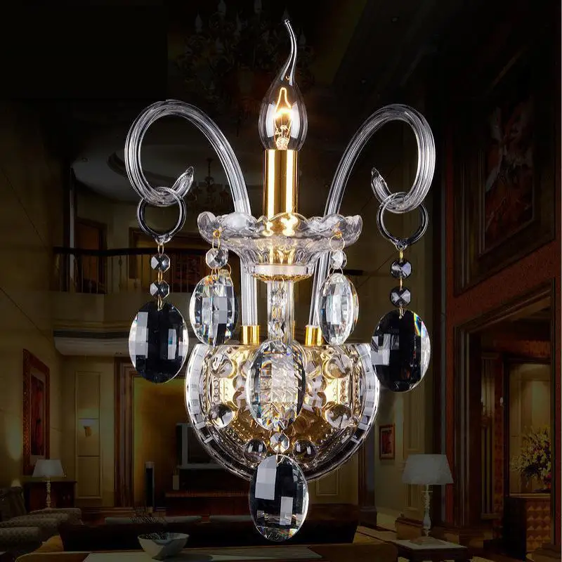 Современный настенный светильник с кристаллами для спальни домашнего освещения