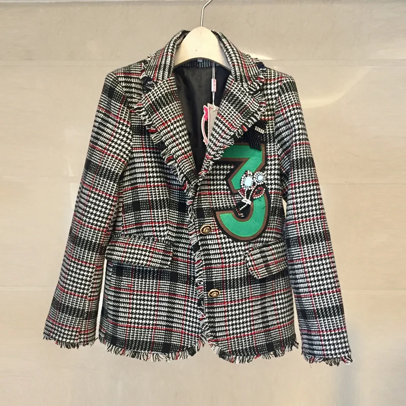 Роскошные брендовые блейзеры 2018 зимняя деловая куртка Женский костюм с бахромой