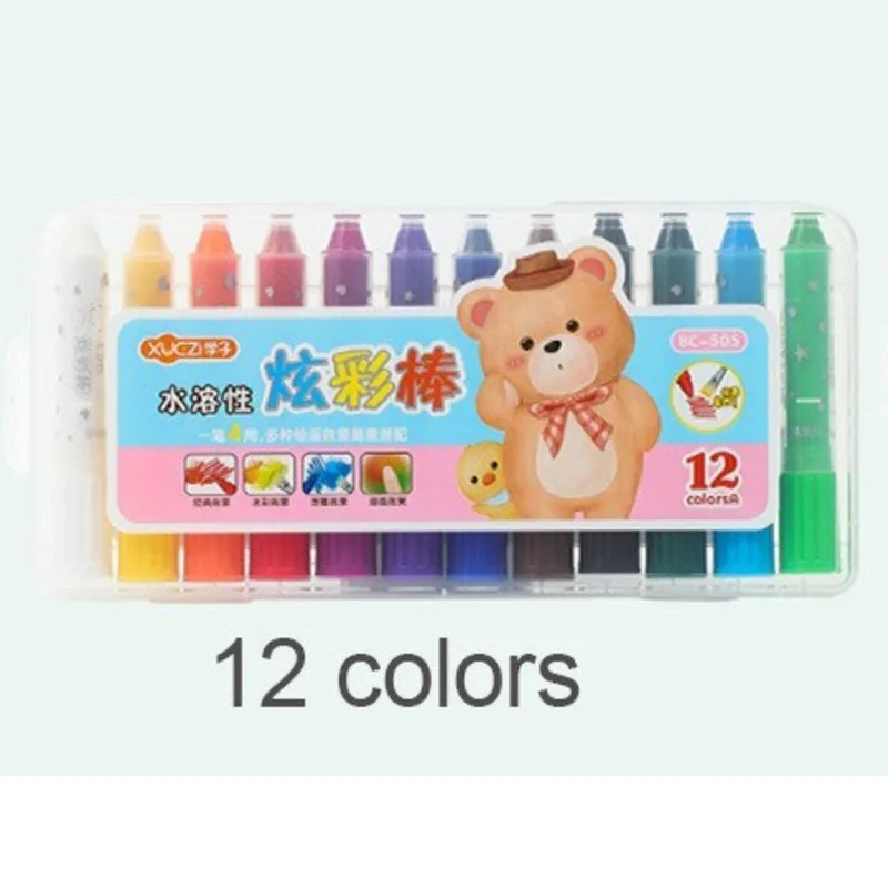 12 colors 36 цветов художественные маркеры для рисования мелки водорастворимые мягкие вращающиеся кисти масляная пастель художественный карандаш для рисования набор кистей канцелярские принадлежности - Color: 12 colors