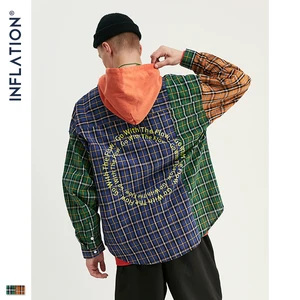 Мужская рубашка INFLATION, осенняя клетчатая рубашка в стиле хип-хоп с длинным рукавом и отложным воротником, 92122 W, 2019