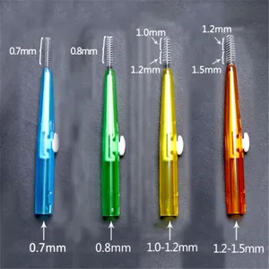 60 шт.упак. зубная щётка с эффектом Push-Pull 0,6-1,5 мм, мягкая тонкая зубная нить, зубная щётка, Ортодонтическая проволочная щетка для ухода за полостью рта, зубочистка