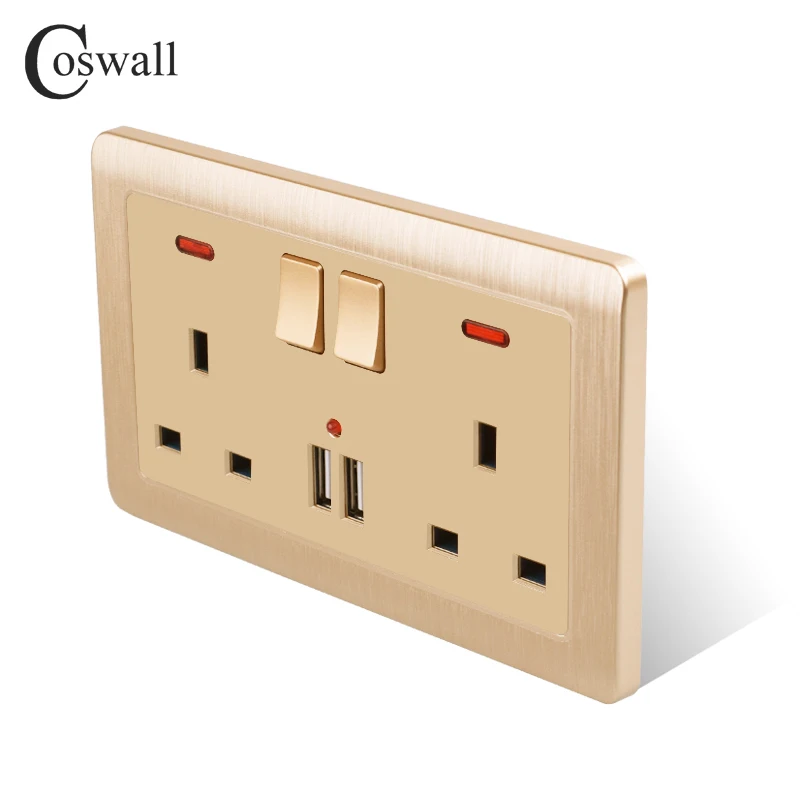 Настенная розетка Coswall двойная стандарта Великобритании с переключателем 146 а