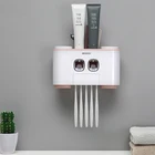 Автоматический диспенсер для зубной пасты, пыленепроницаемый держатель для зубных щеток с чашками, без гвоздей, настенная подставка