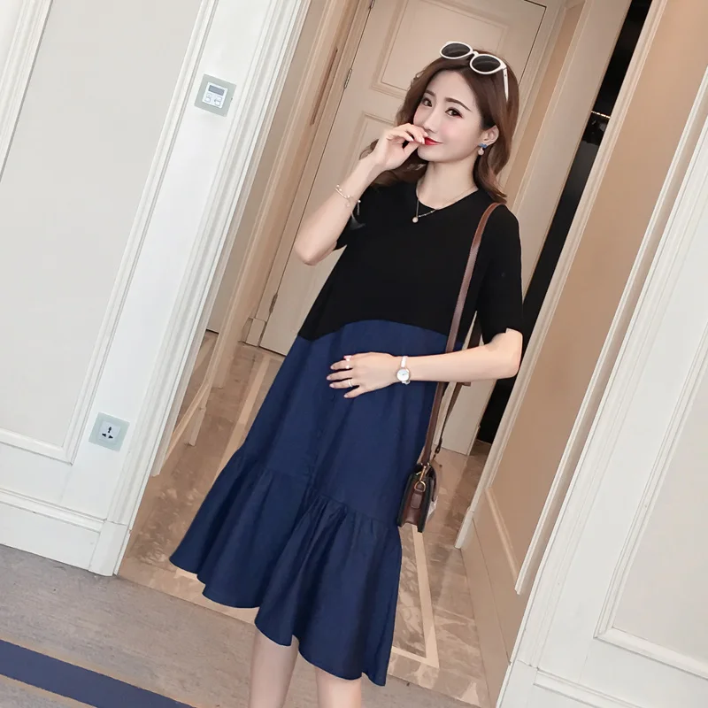 Женское повседневное джинсовое платье большого размера летнее для беременных