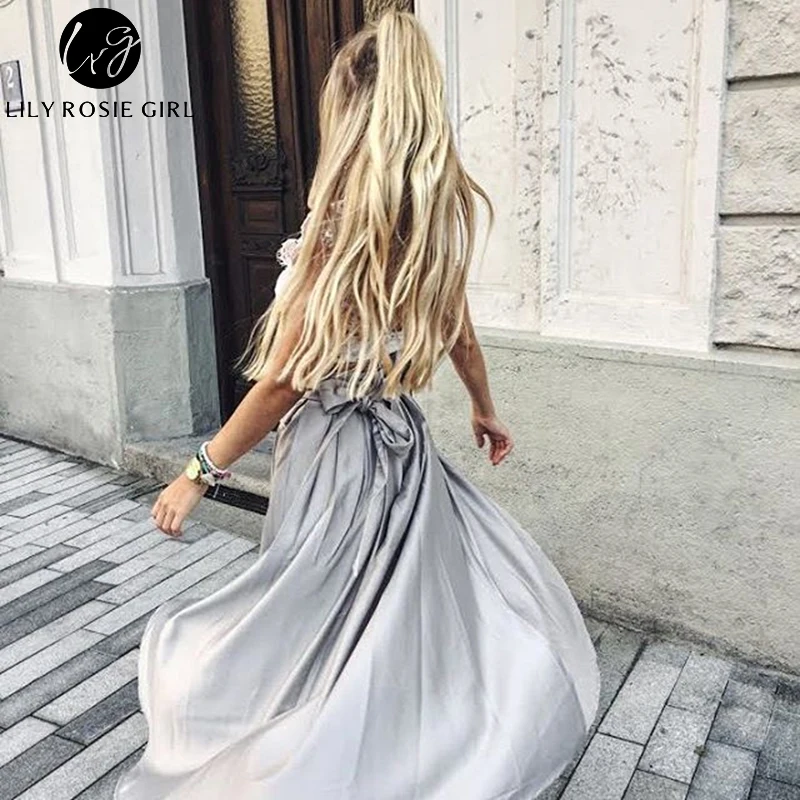 Элегантные Асимметричные Длинные Сатиновые юбки макси с оборками для женщин