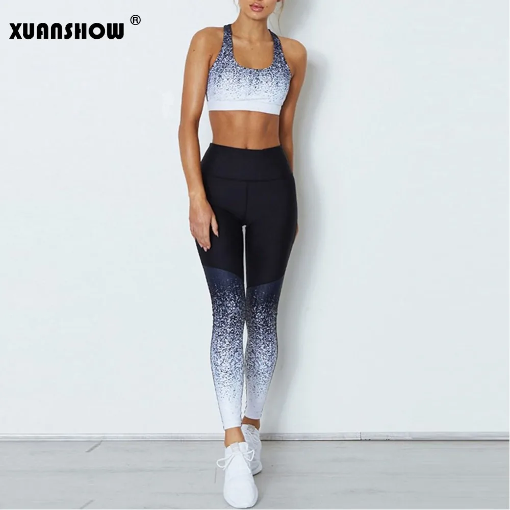 XUANSHOW/новые женские комплекты 2018 модный кроп топ жилет и леггинсы брюки