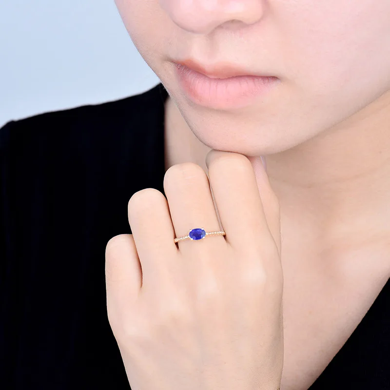 Sapphire Ring Кольца размеры Foe для женщин Настоящее 14 К золото натуральный изумруд Рубин сапфировое кольцо из драгоценных камней дешевая цена для девочек-подростков ювелирные изделия подарок - Цвет камня: Sapphire Ring
