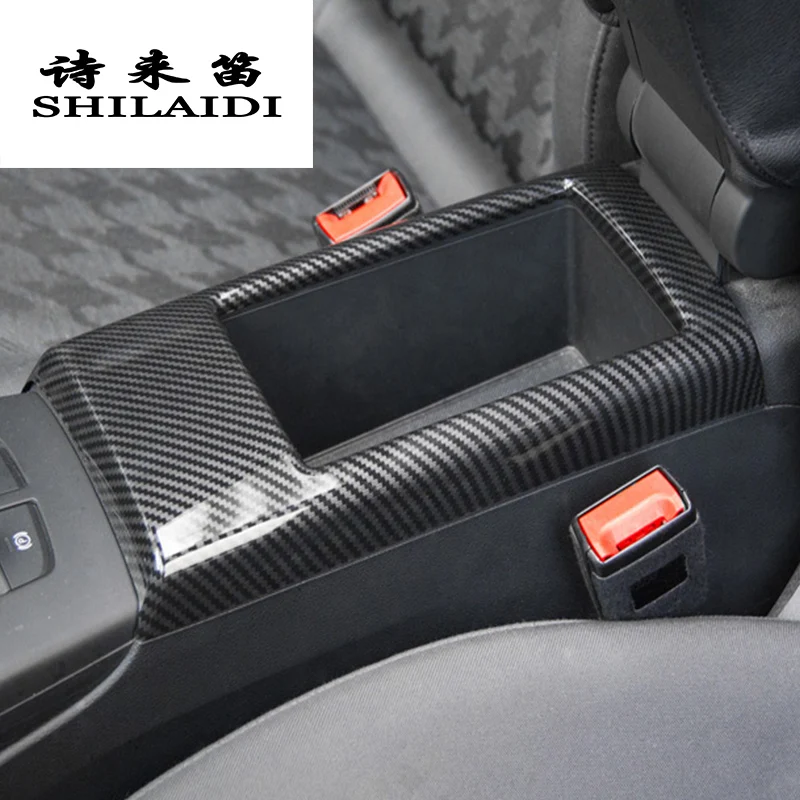 

Car Styling Carbon Fiber Central Armrest Storage Box Panel decoration Covers Stickers Trim For Audi A3 8V Interior Accessories