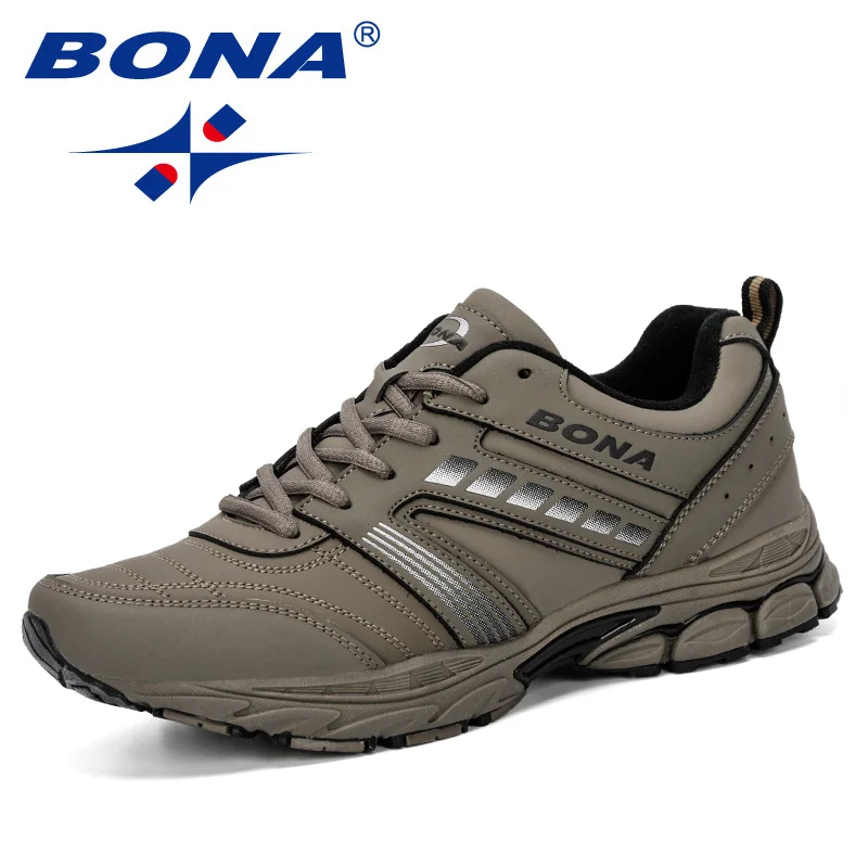 Medium grey black BONA мужские кроссовки для бега, спортивные мужские кроссовки для бега на открытом воздухе, Homme Zapatos Corrientes Verano Chaussures De Course Pour Hommes - Цвет: Medium grey black