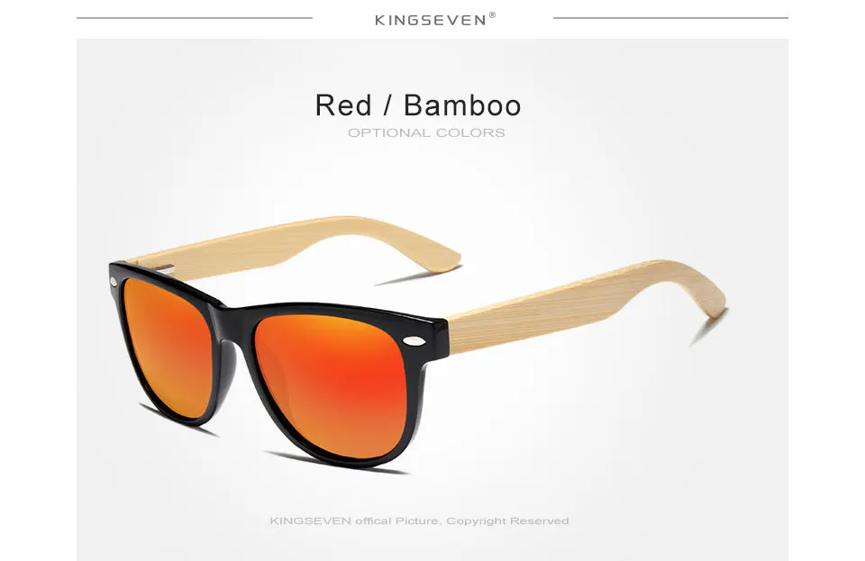 KINGSEVEN, красные зеркальные деревянные солнцезащитные очки для женщин и девушек, Зебра, дерево, бамбук, винтажные Поляризованные солнцезащитные очки для мужчин, oculos de sol