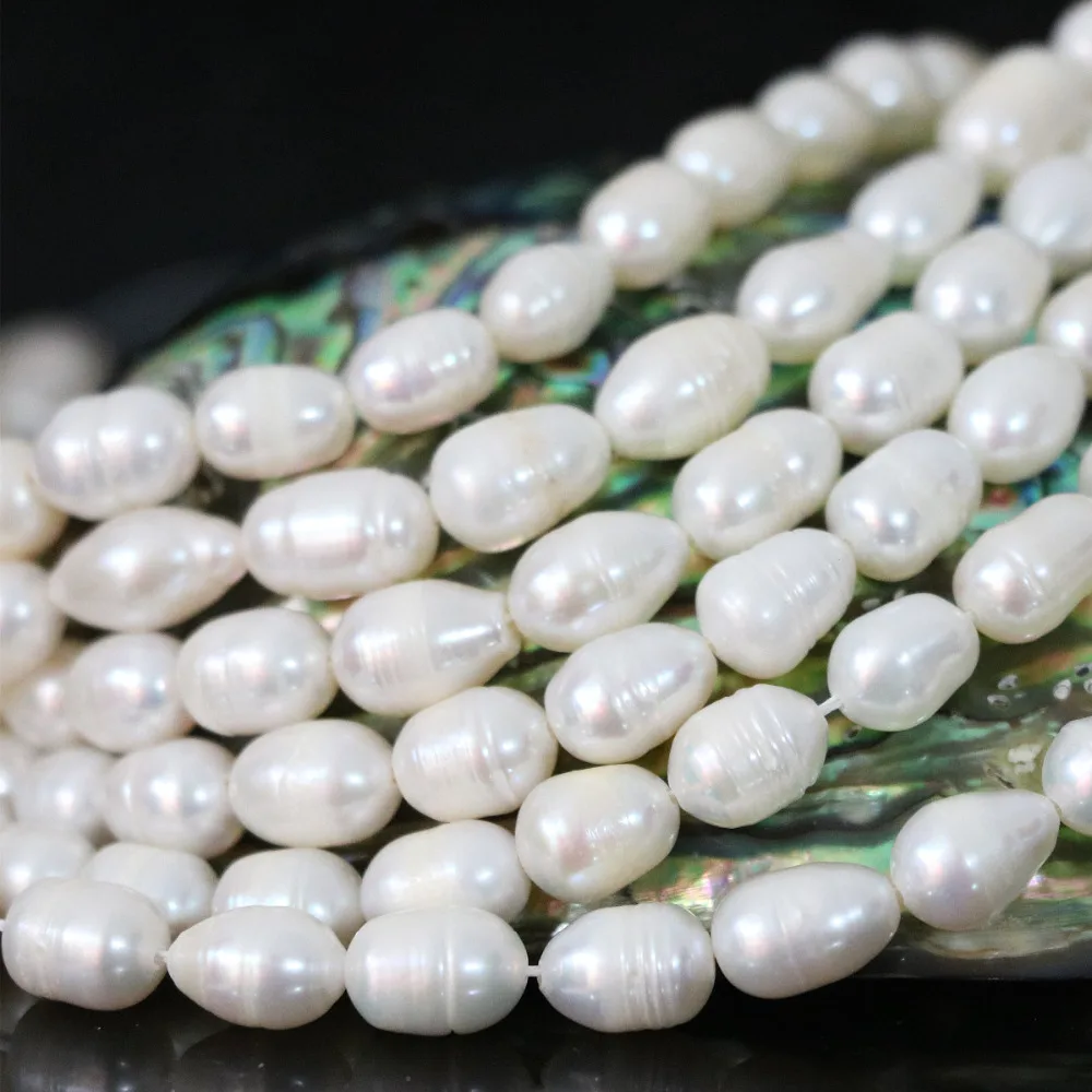

High quality 7-8mm white natural Acrylic pearl rice spacer beauty women jewelry making loose beads 15inch B1344