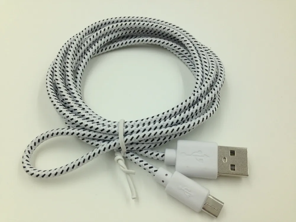 100 шт./лот плетеный провод Micro USB кабель 2 м/6 футов нейлоновый тканый 5pin V8 зарядный