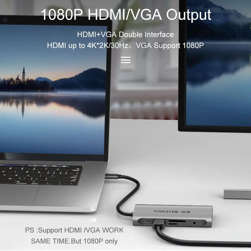 SAMZHE usb-хаб type C к HDMI RJ45 кард-ридер адаптер для MacBook samsung Galaxy S9/Note 9 huawei P20 Pro