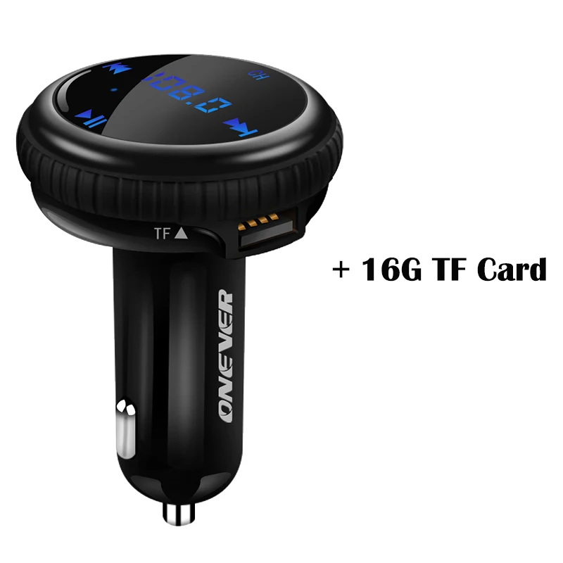with 16G TF Card ONEVER FM передатчик Bluetooth модулятор Hands Free Car Kit с автомобиля GPS отслеживания местоположения автомобиля mp3 аудио плеер USB Зарядное устройство светодиодный - Название цвета: with 16G TF Card