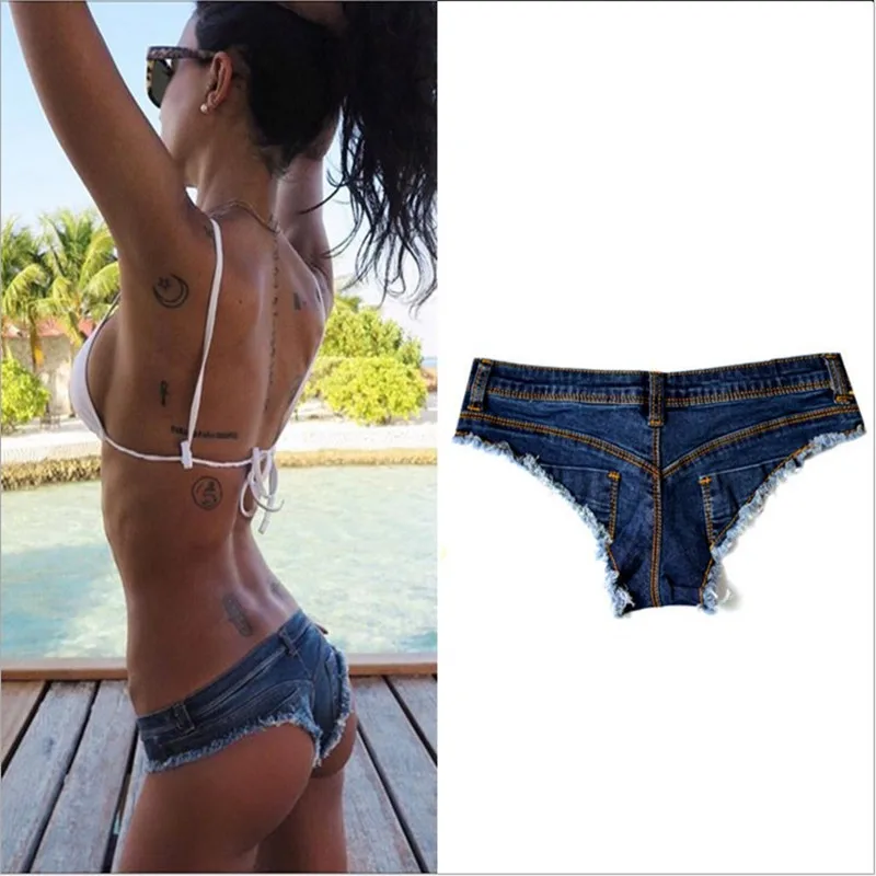 

Hipster Sexy Denim Party Girl Hot Booty Shorts Women Low waist Jeans Mini Shorts Summer Beach Bikini Bottom Cheeky Shorts