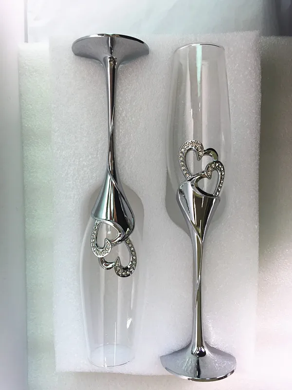 1 комплект хрустальные бокалы под шампанское на свадьбу тостовые флейты