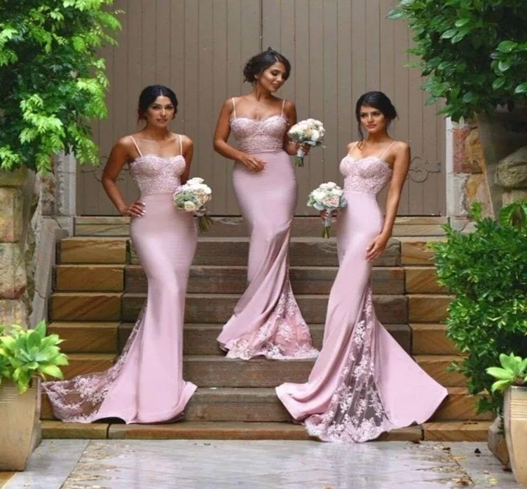 

Женское кружевное платье на тонких бретельках, Персиковое длинное платье подружки невесты с аппликацией