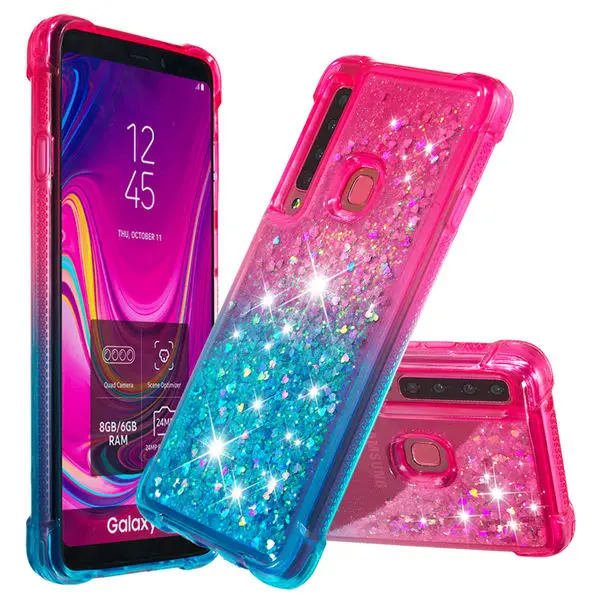 Градиент Блестящий Жидкий чехол для samsung Galaxy A9 A920F A920 SM-A920F Coque для samsung A9 динамический песок крышка - Цвет: Светло-фиолетовый
